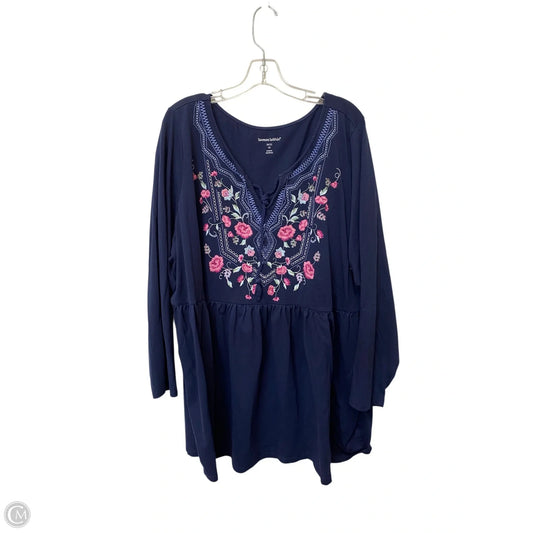 Top Long Sleeve By Woman Within In Blue, Size: 3x