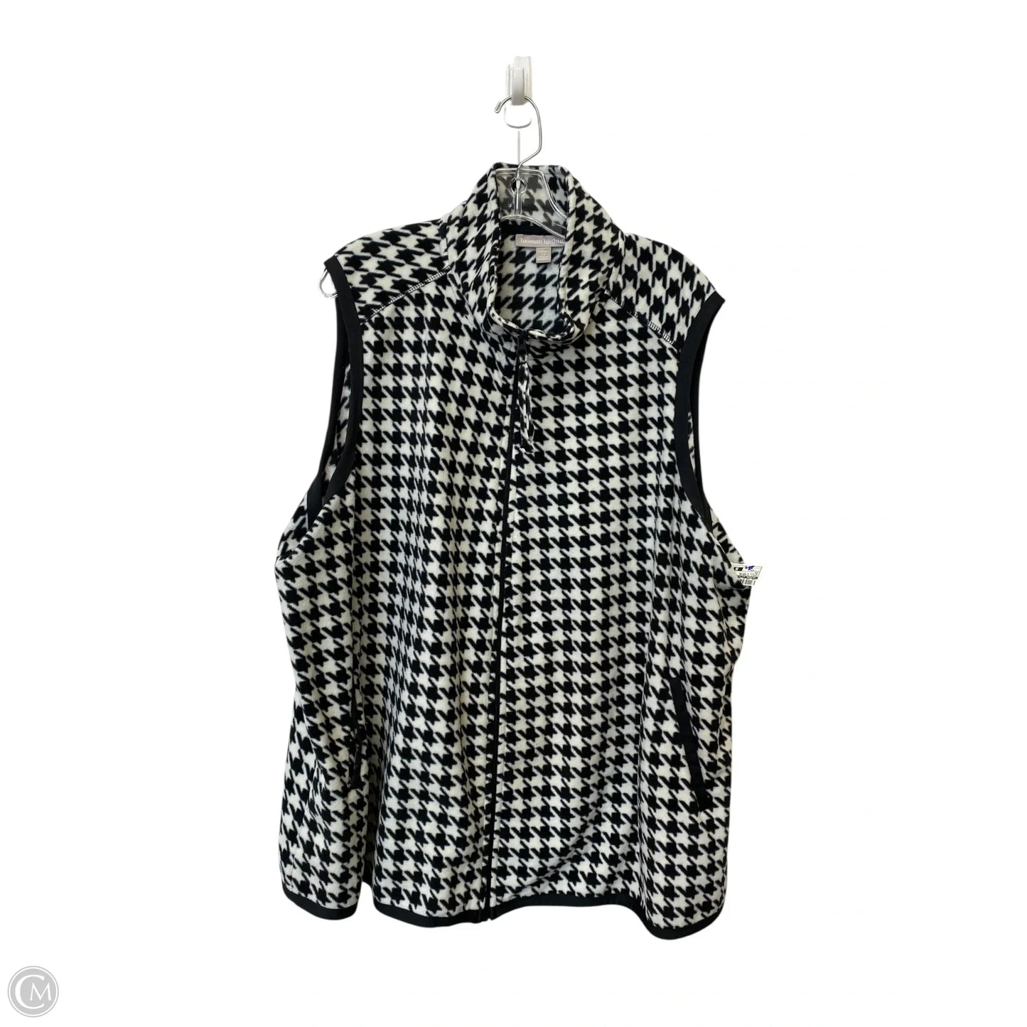 Vest Fleece By Woman Within In Black & White, Size: 2x