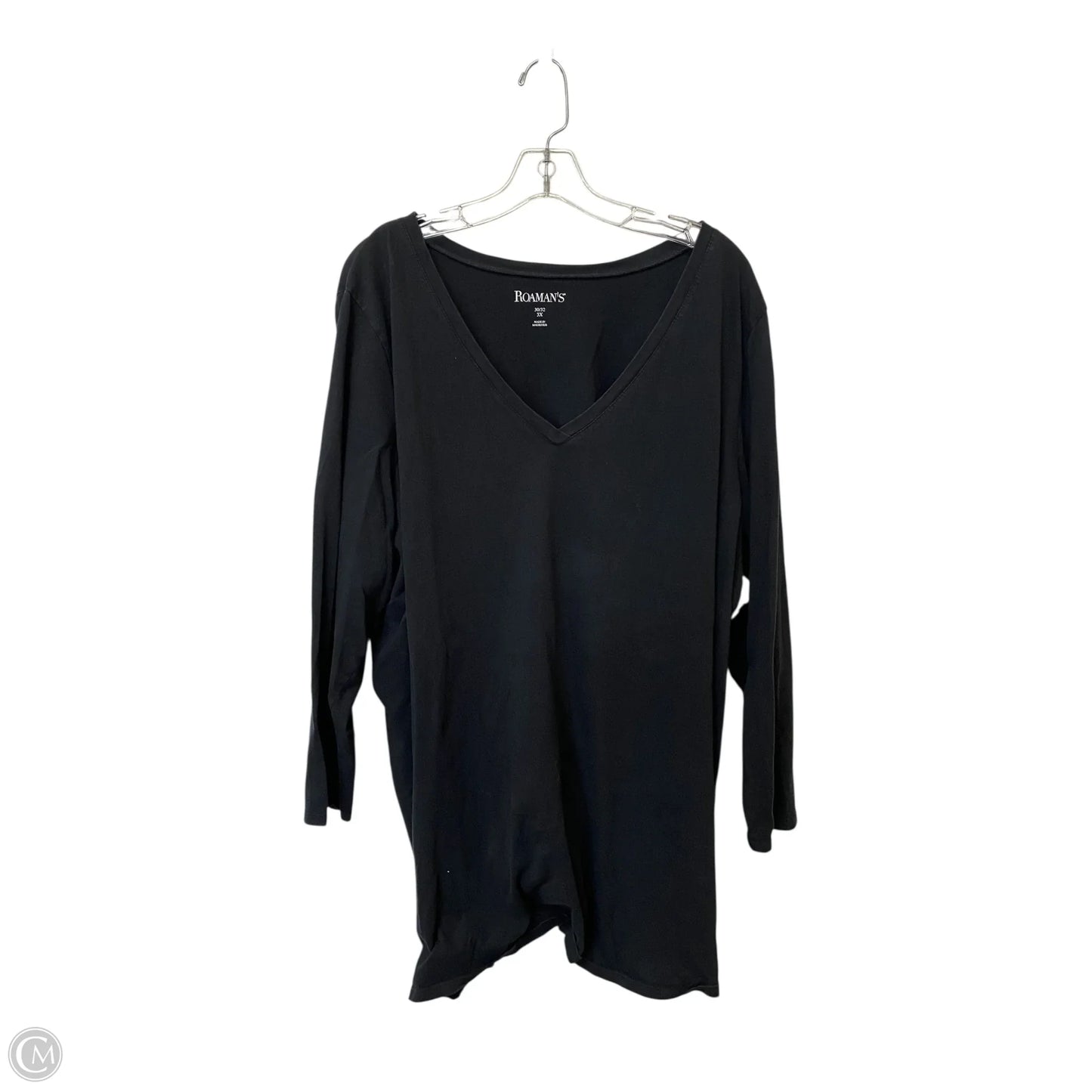 Top Long Sleeve Basic By Roamans In Black, Size: 3x