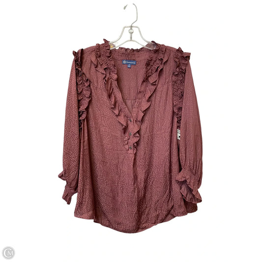 Top Long Sleeve By Democracy In Maroon, Size: 1x