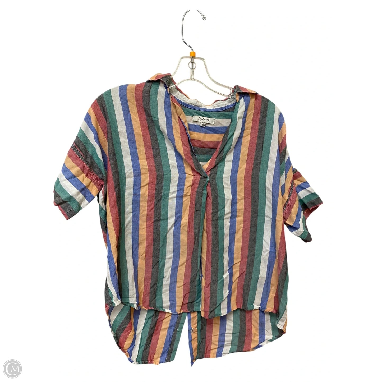Top Short Sleeve By Madewell In Striped Pattern, Size: Xs
