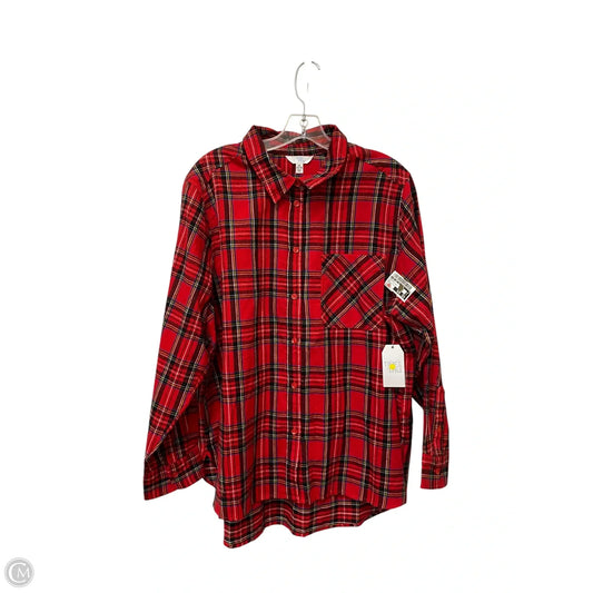 Top Long Sleeve By Time And Tru In Plaid Pattern, Size: Xl