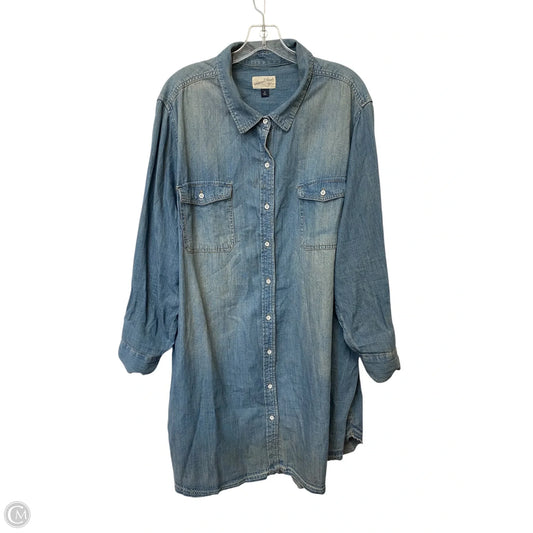 Dress Casual Midi By Universal Thread In Blue Denim, Size: 3x
