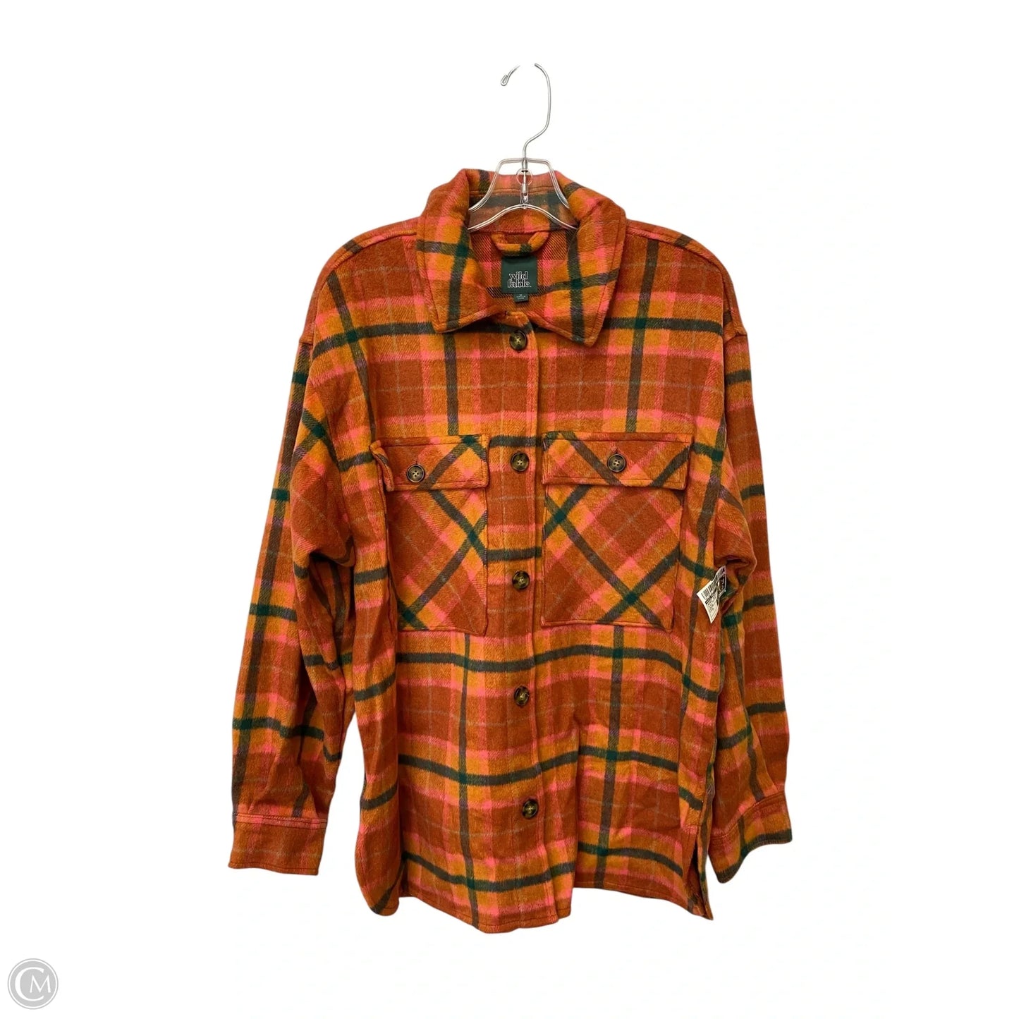 Jacket Shirt By Wild Fable In Plaid Pattern, Size: M