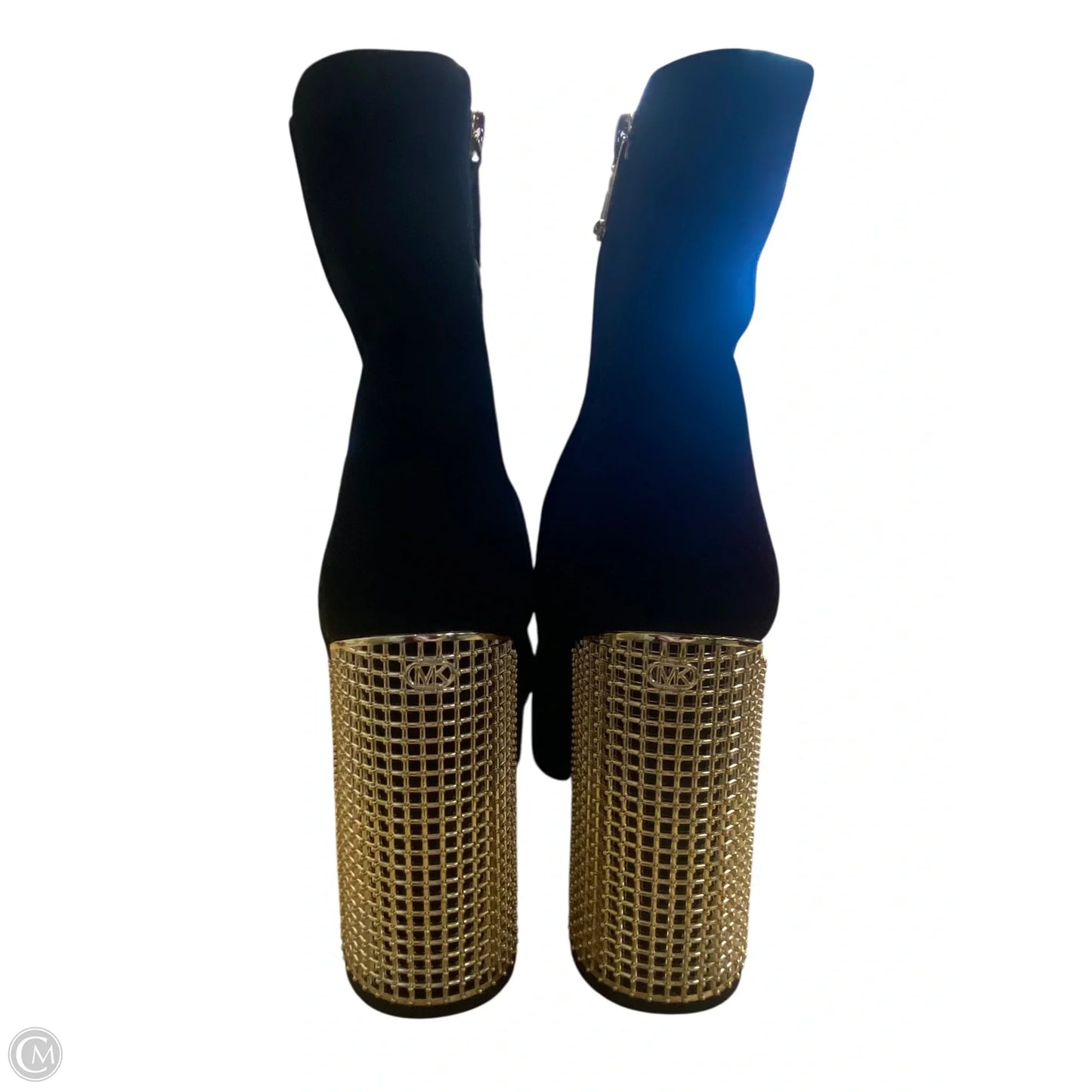 Boots Ankle Heels By Michael By Michael Kors In Black & Gold, Size: 8