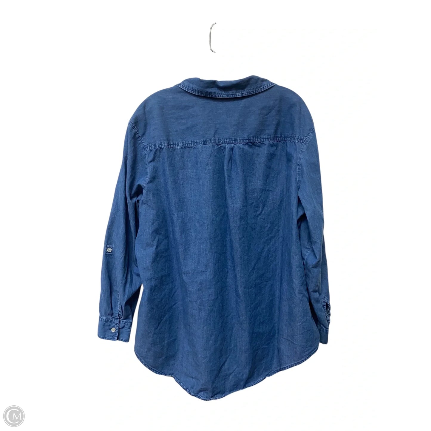 Top Long Sleeve Basic By Faded Glory In Blue Denim, Size: 2x