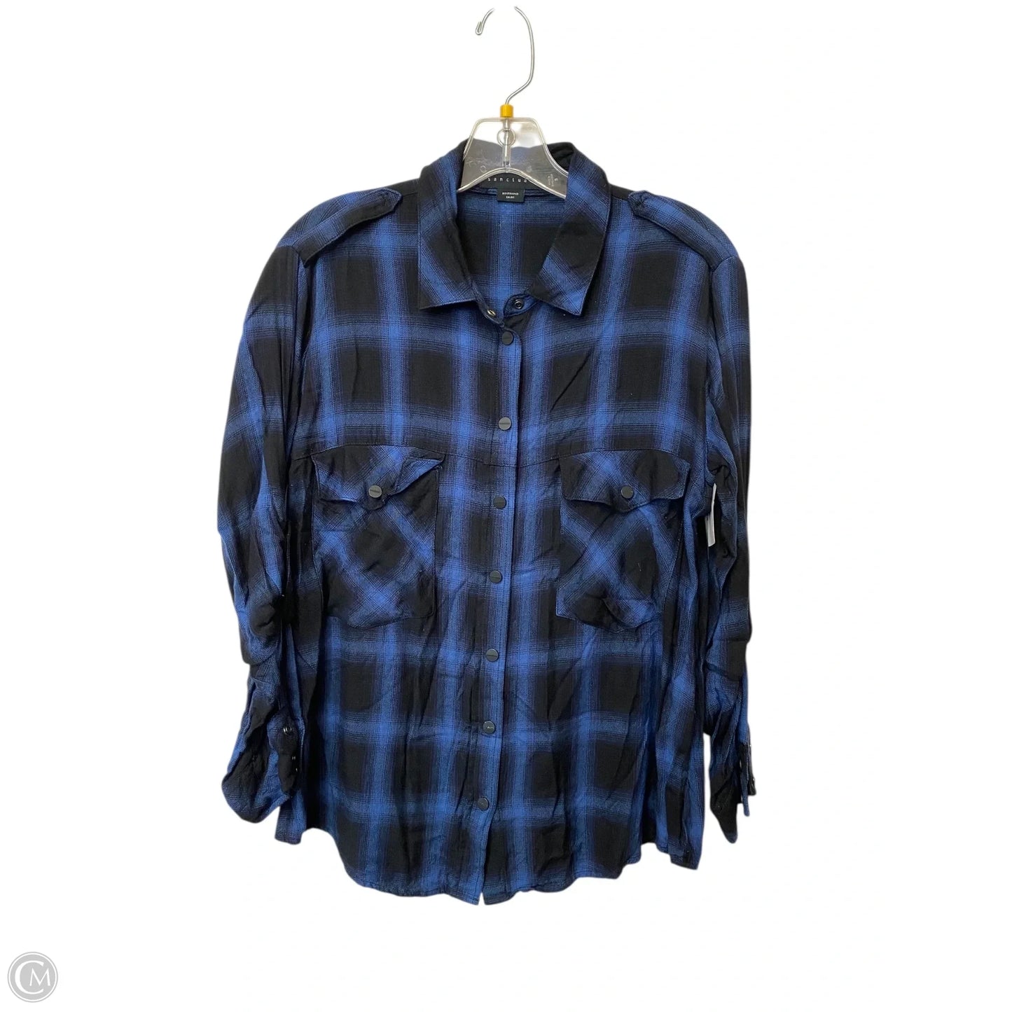 Top Long Sleeve By Sanctuary In Plaid Pattern, Size: S