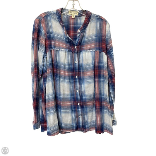 Top Long Sleeve By Cloth & Stone In Plaid Pattern, Size: Xs