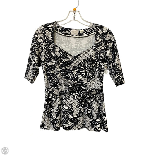 Top 3/4 Sleeve By Anthropologie In Black & White, Size: S