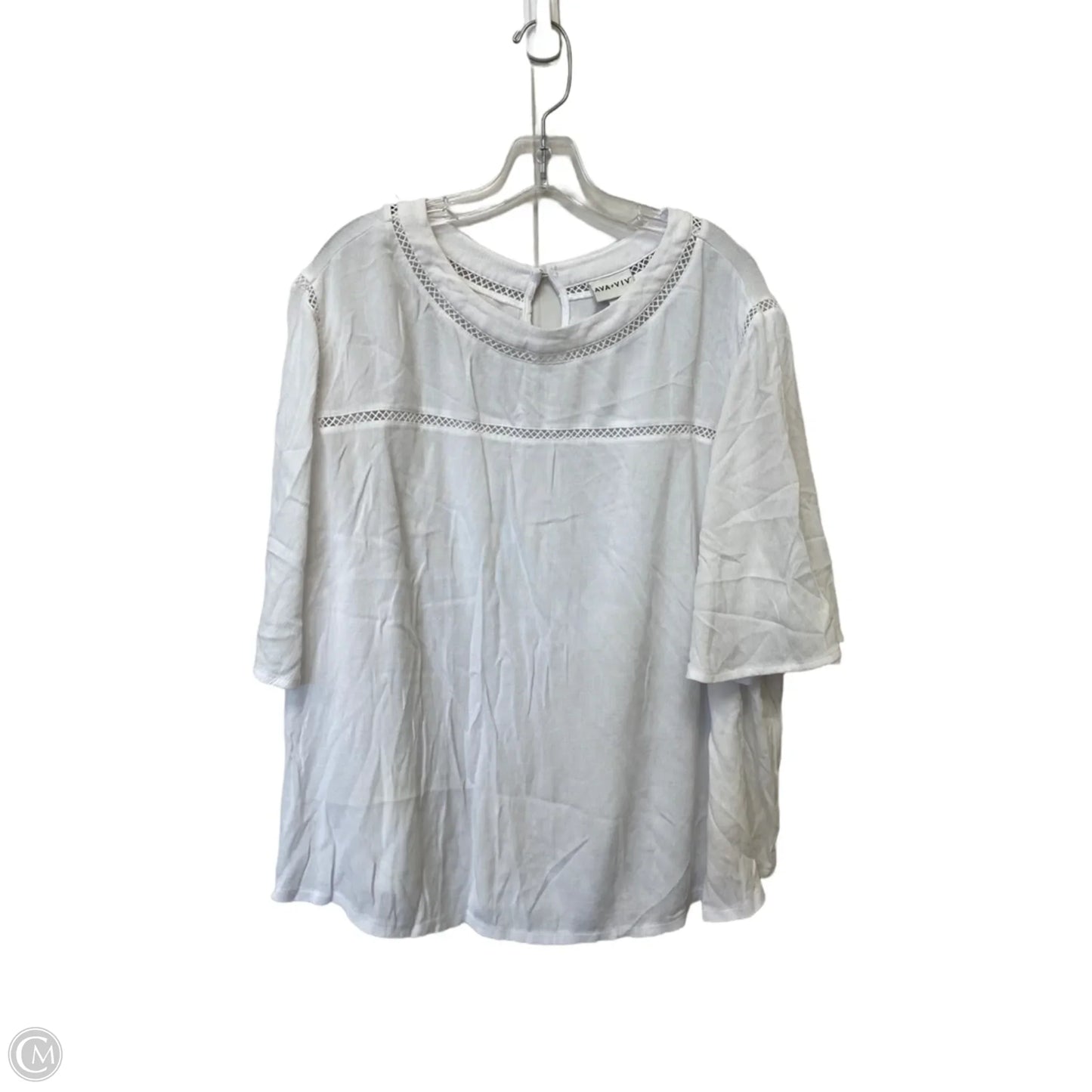 Top Short Sleeve By Ava & Viv In White, Size: 3x