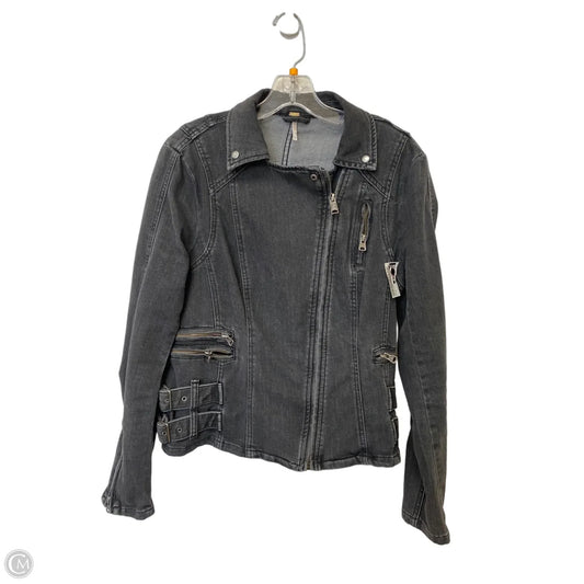 Jacket Denim By Free People In Black Denim, Size: 8