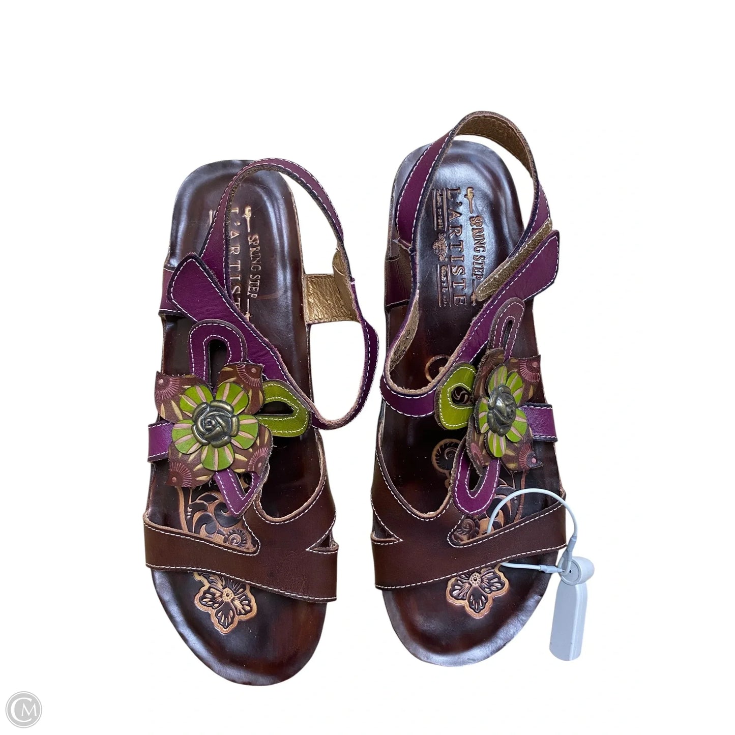 Sandals Heels Wedge By Spring Step In Floral Print, Size: 9