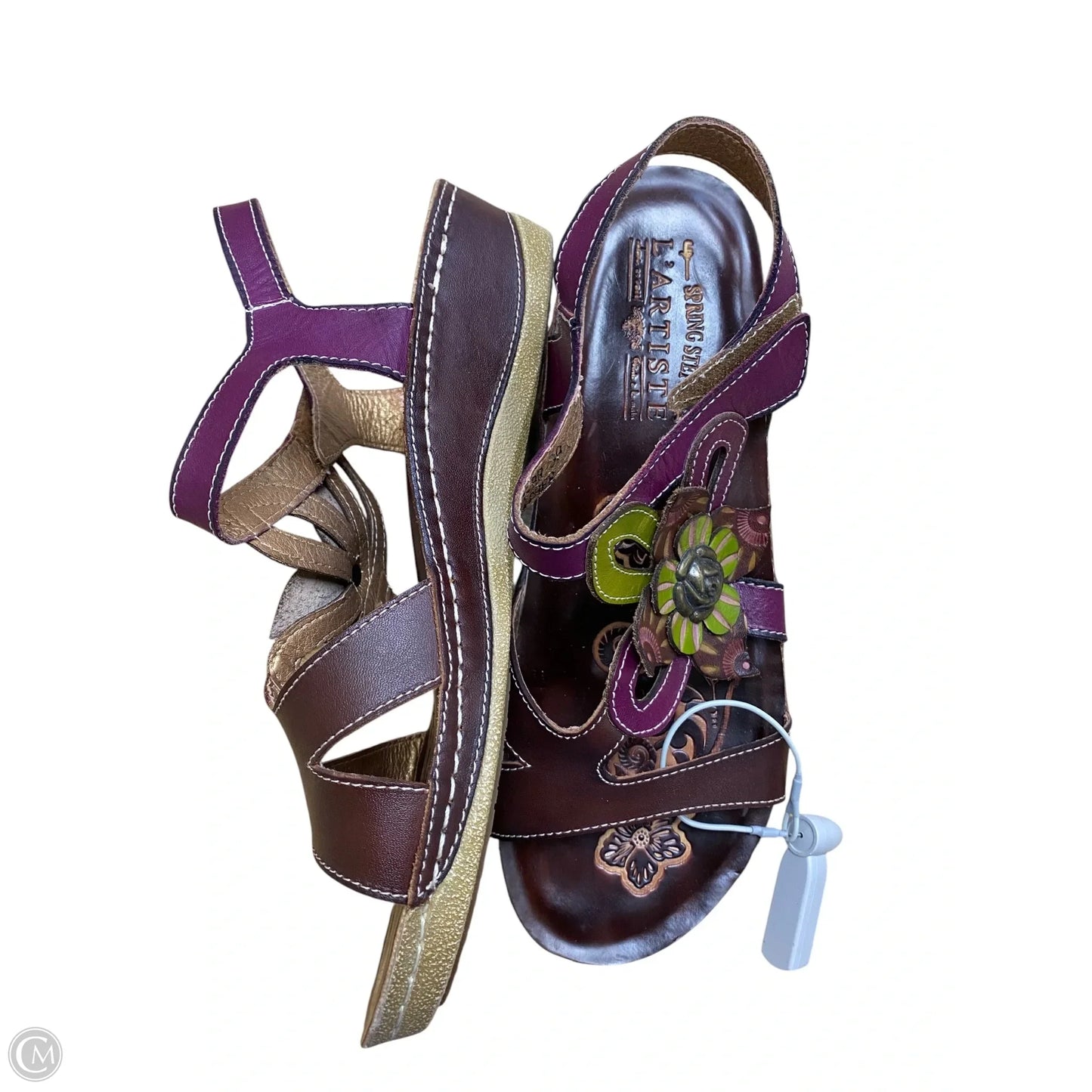 Sandals Heels Wedge By Spring Step In Floral Print, Size: 9