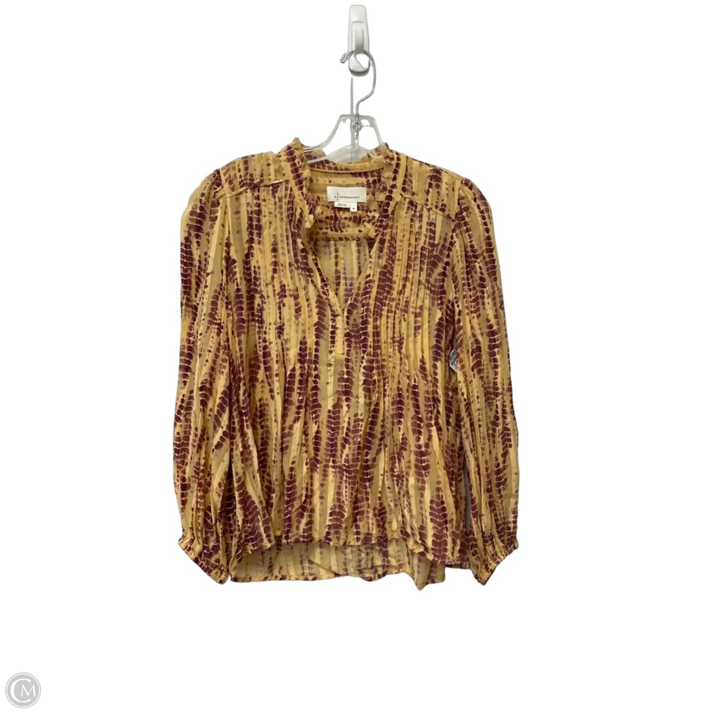 Top Long Sleeve By Anthropologie In Tan, Size: Mp