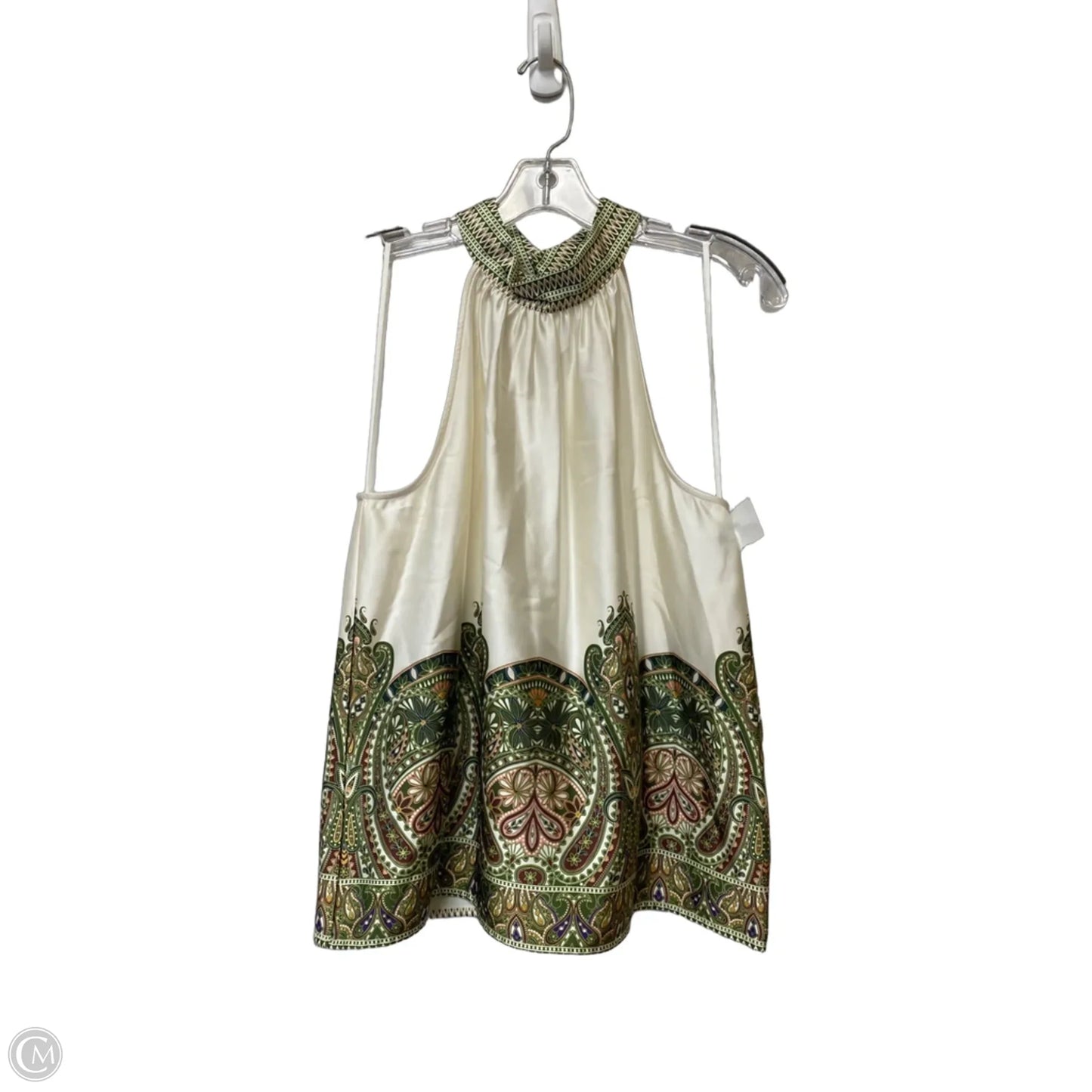 Top Sleeveless By Liverpool In Cream & Green, Size: S