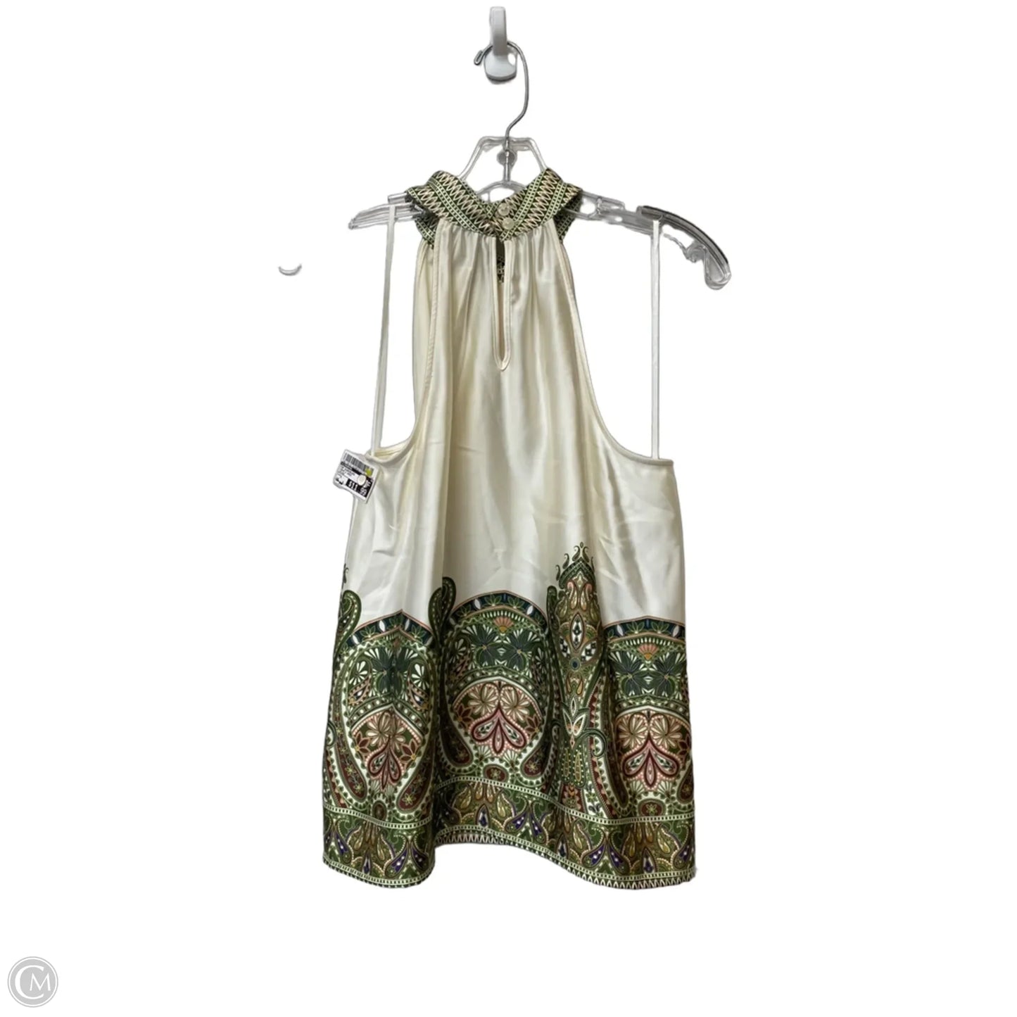 Top Sleeveless By Liverpool In Cream & Green, Size: S