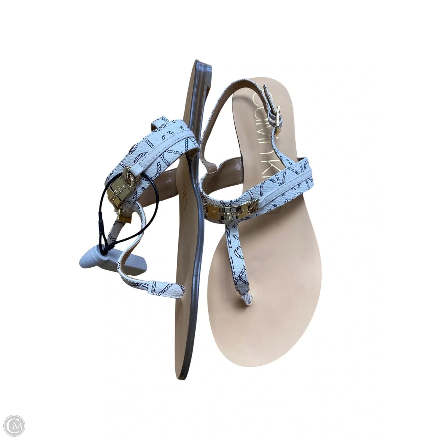 Sandals Flip Flops By Calvin Klein In White, Size: 8