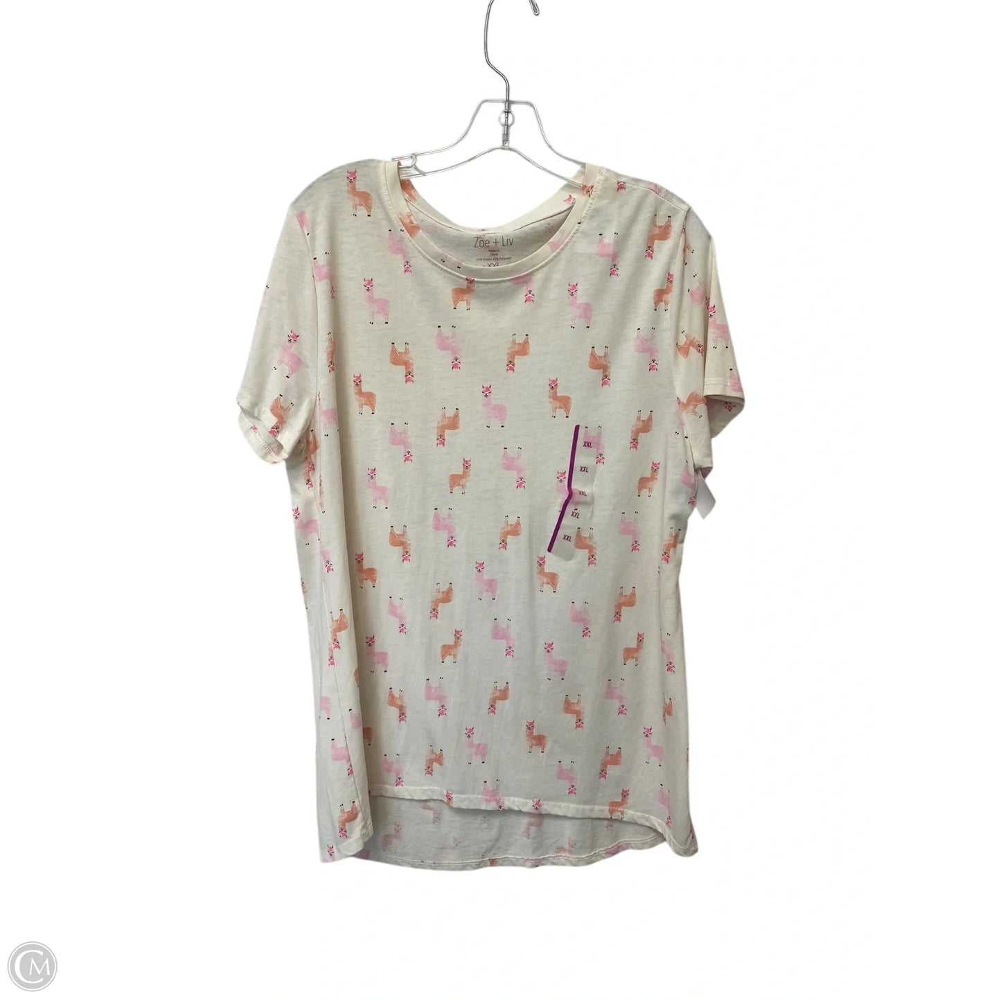 Top Short Sleeve By Zoe And Liv In Cream, Size: Xxl