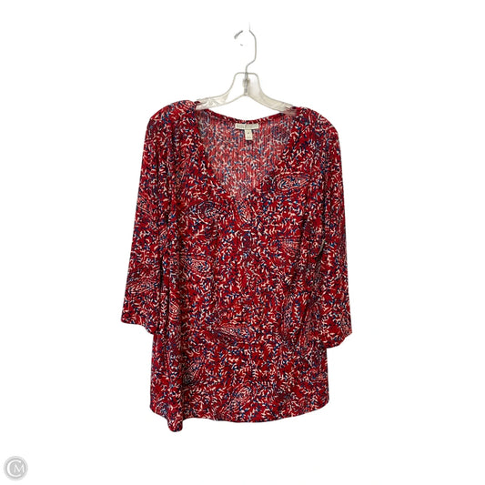 Top Long Sleeve By Dana Buchman In Red, Size: 1x