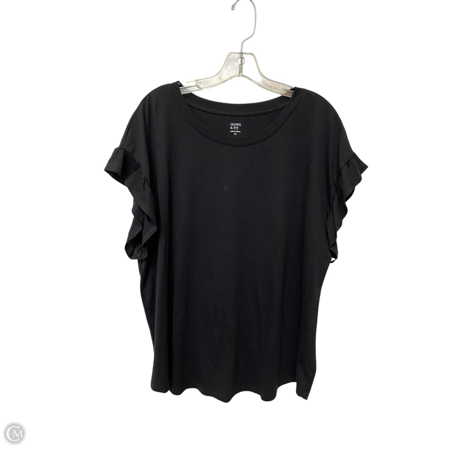 Top Short Sleeve Basic By Crown And Ivy In Black, Size: 2x