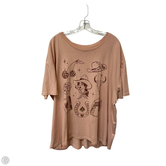 Top Short Sleeve Basic By Mighty Fine In Pink, Size: 1x
