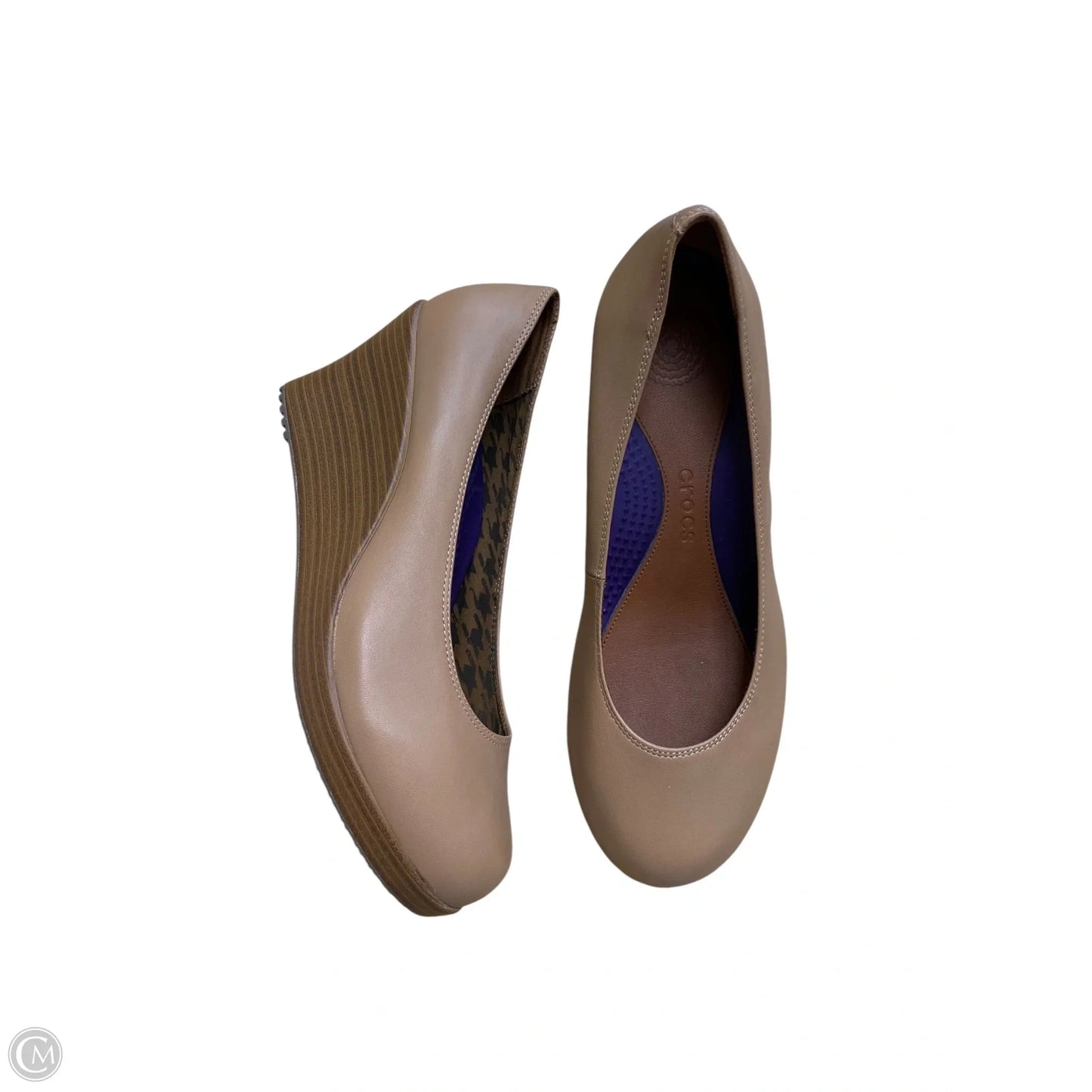 Shoes Heels Wedge By Crocs In Brown, Size: 8