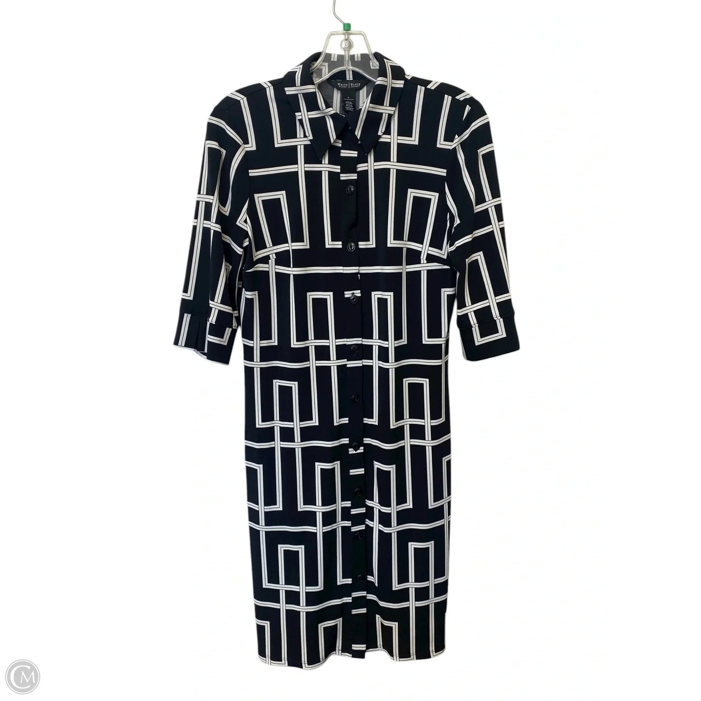 Dress Casual Midi By White House Black Market In Black & White, Size: 6