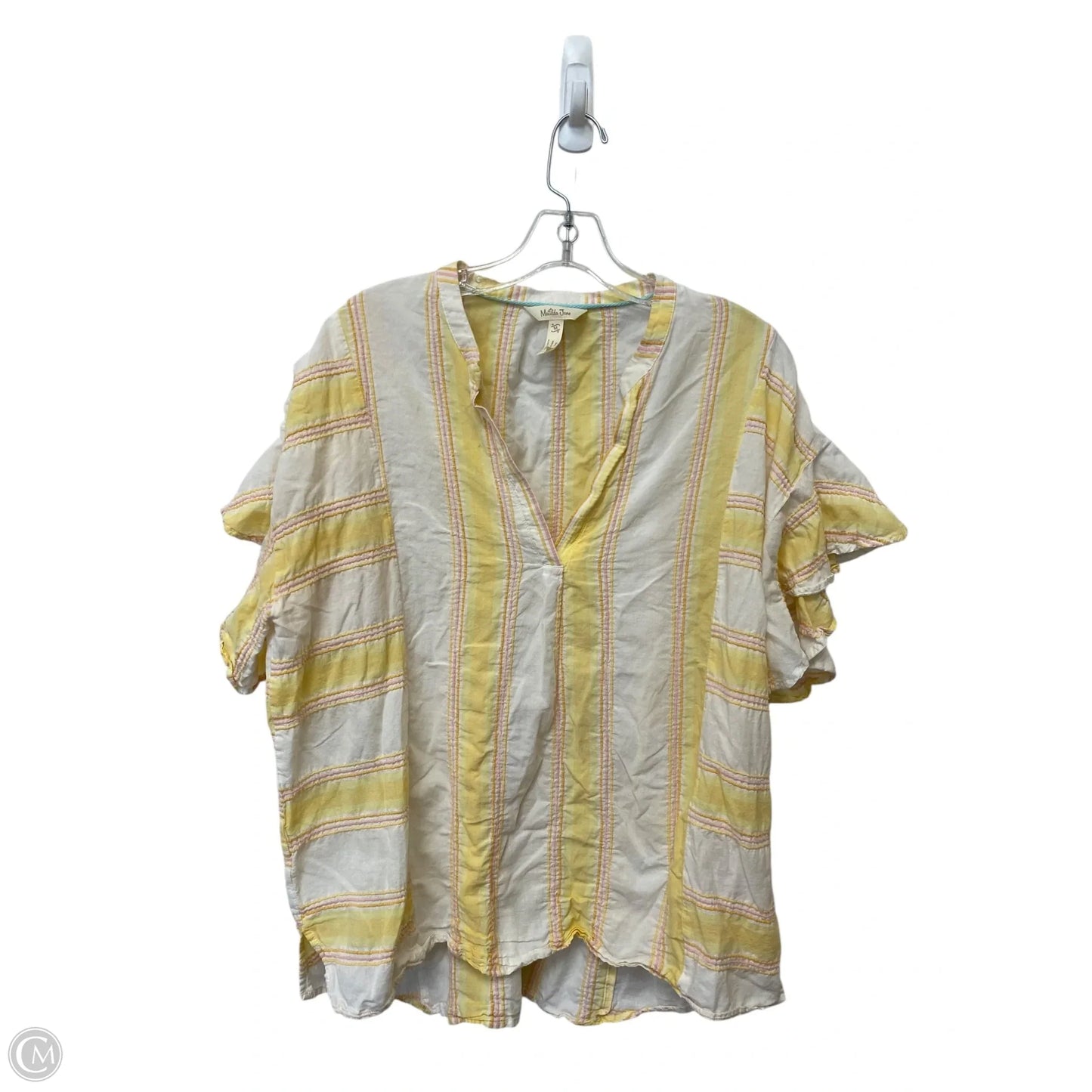 Top Short Sleeve By Matilda Jane In White & Yellow, Size: M