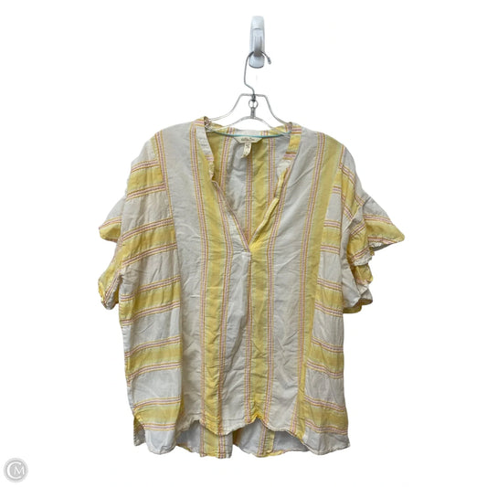 Top Short Sleeve By Matilda Jane In White & Yellow, Size: M