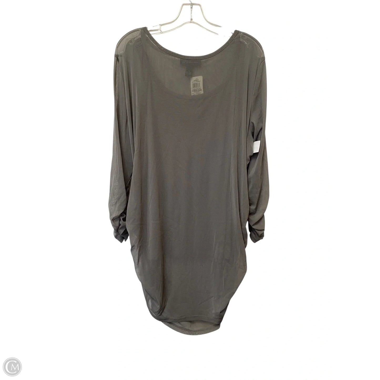 Top Long Sleeve By International Concepts In Grey, Size: 3x