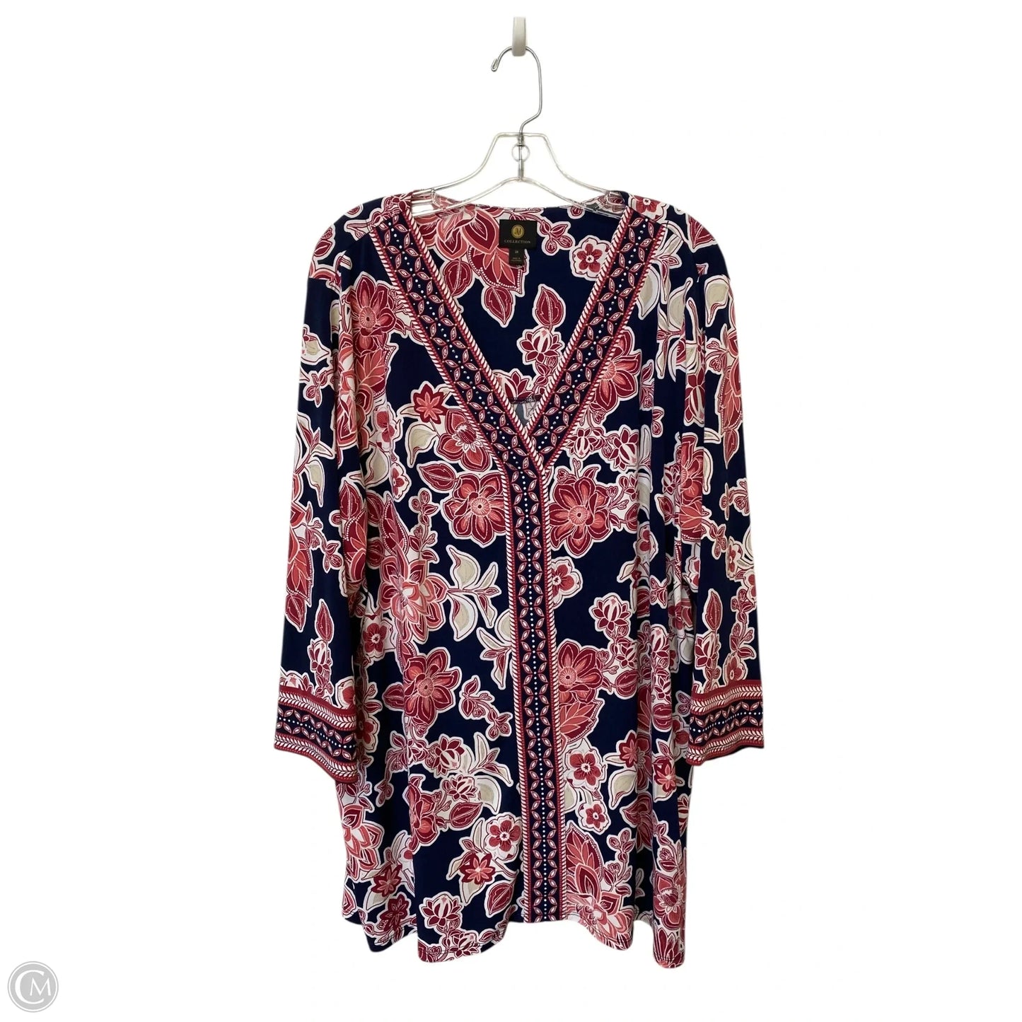 Top Long Sleeve By Jm Collections In Blue & Red, Size: 3x