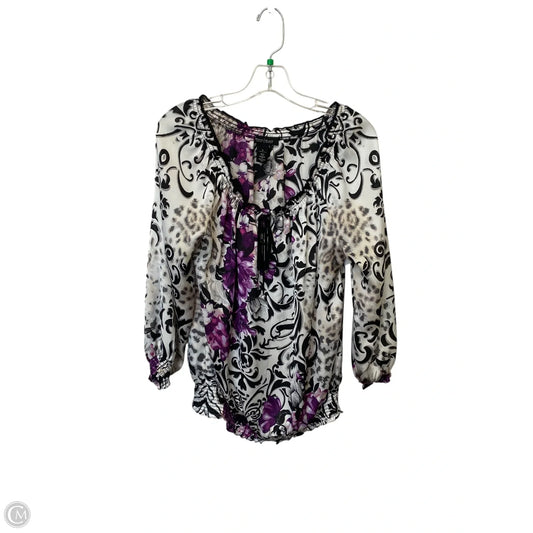 Top Long Sleeve By White House Black Market In Floral Print, Size: M