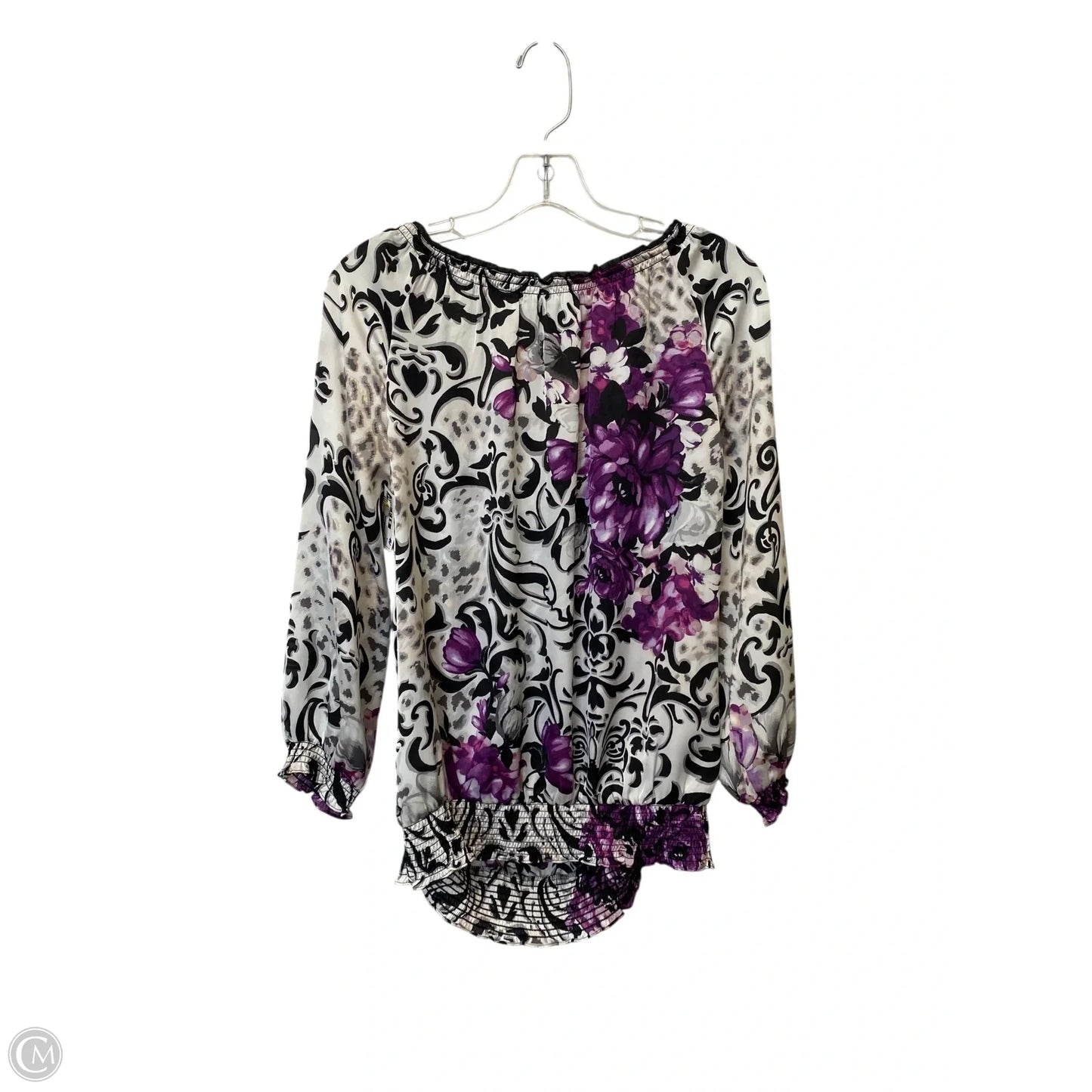 Top Long Sleeve By White House Black Market In Floral Print, Size: M
