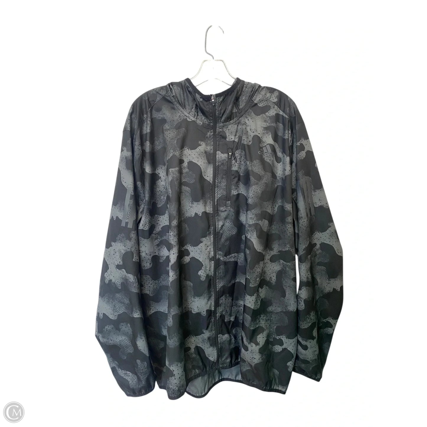 Jacket Windbreaker By Adidas In Black & Grey, Size: Xl