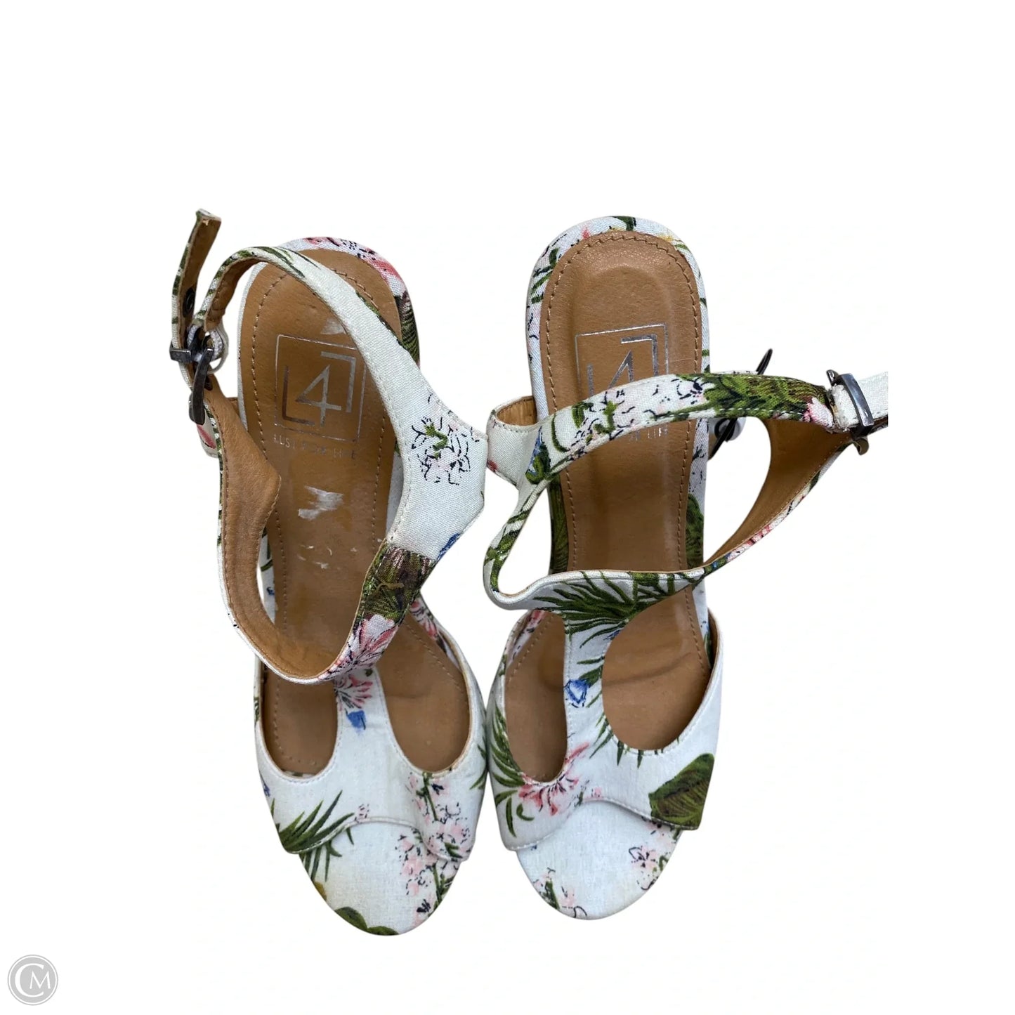 Sandals Heels Wedge By Clothes Mentor In Floral Print, Size: 9