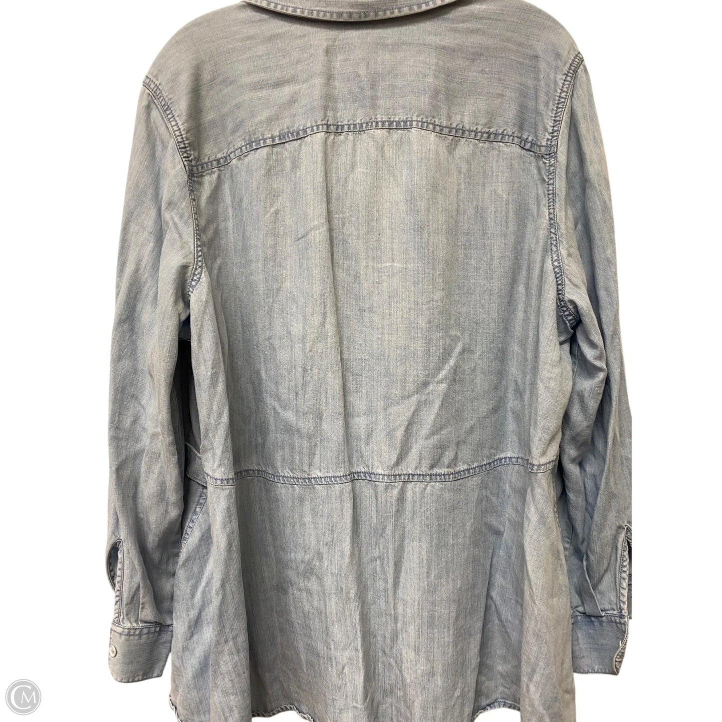 Top Long Sleeve Basic By Foxcroft In Blue Denim, Size: Xxl