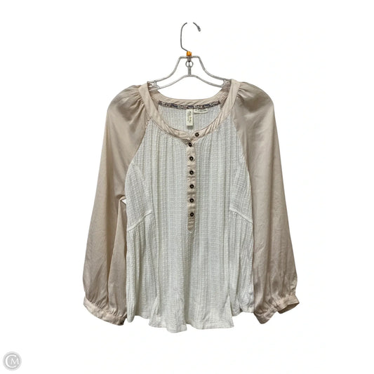Top Long Sleeve By Anthropologie In Cream & White, Size: M