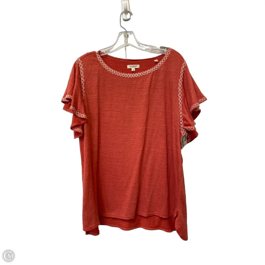 Top Short Sleeve By Max Studio In Pink & White, Size: 1x