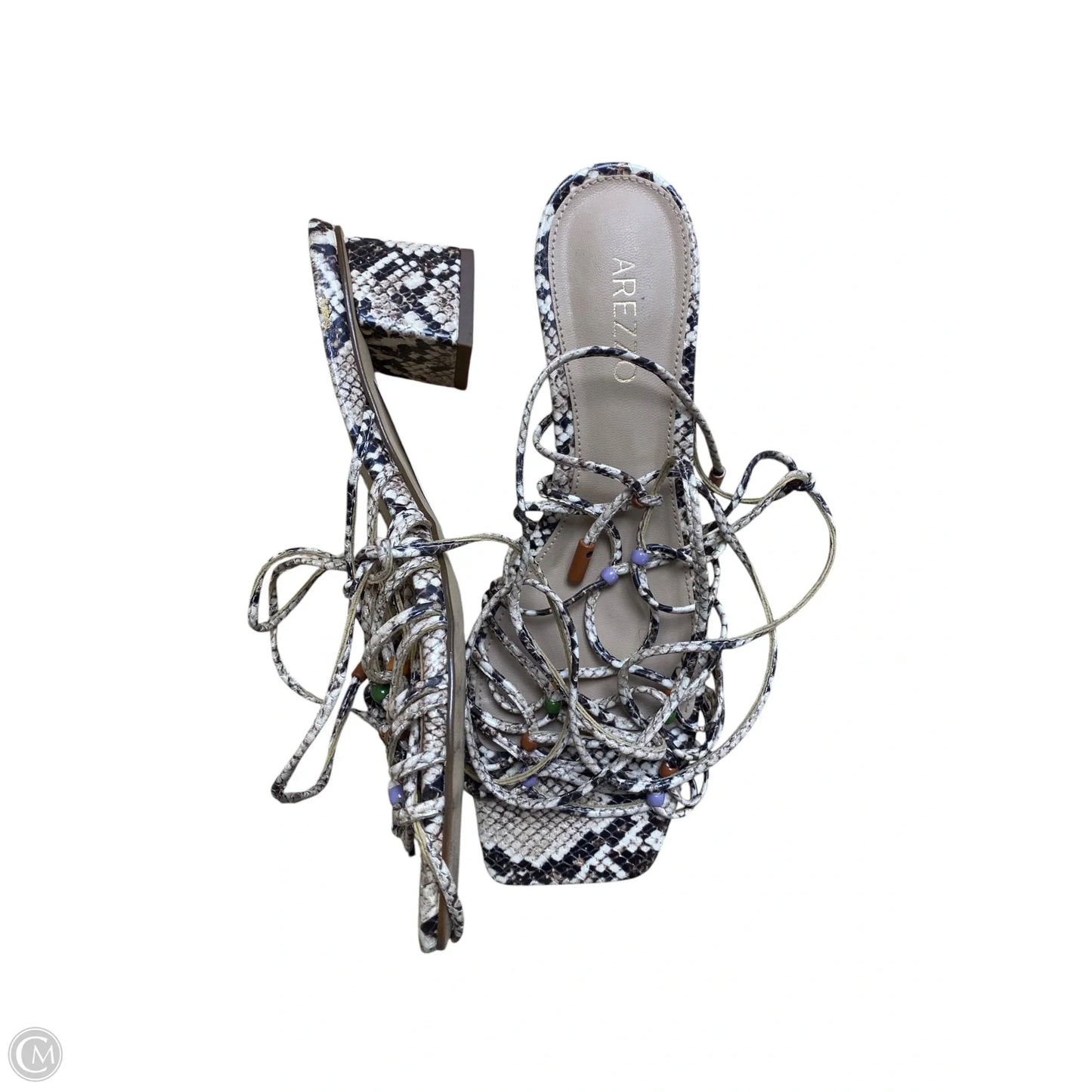 Sandals Heels Block By Cme In Animal Print, Size: 7.5
