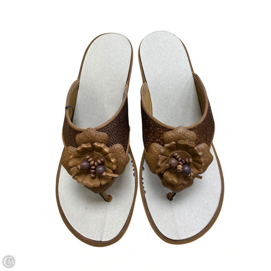 Sandals Heels Wedge By Clarks In Brown, Size: 8.5