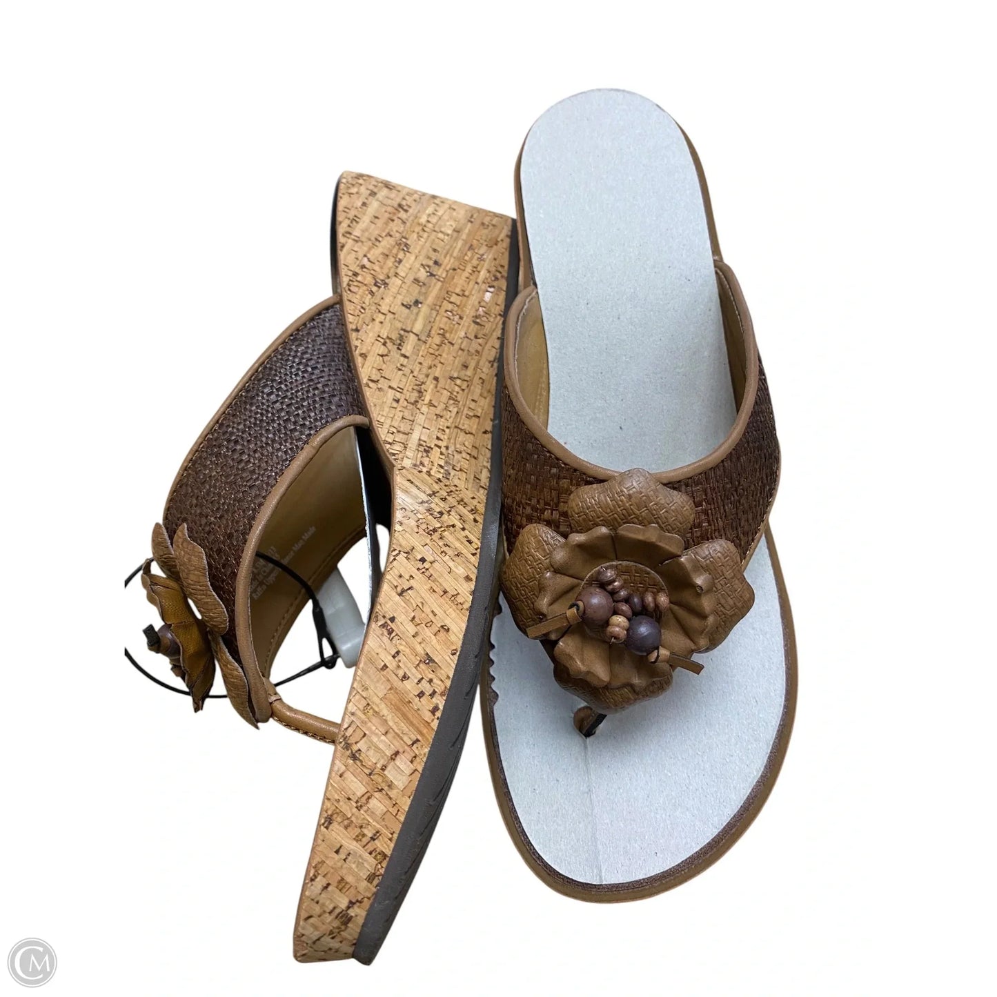 Sandals Heels Wedge By Clarks In Brown, Size: 8.5