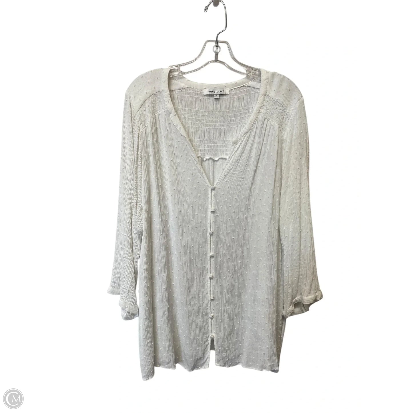 Top Long Sleeve By Rose And Olive In White, Size: 3x
