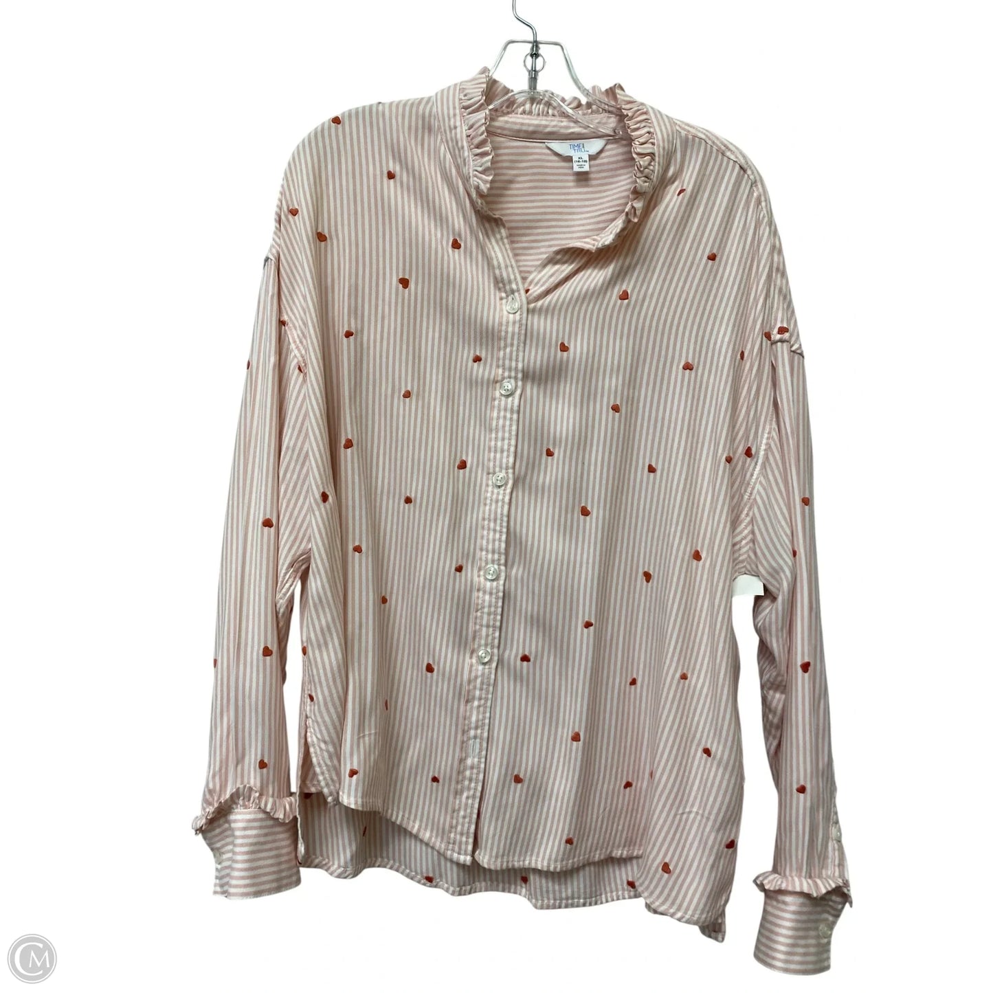 Top Long Sleeve By Time And Tru In Striped Pattern, Size: Xl