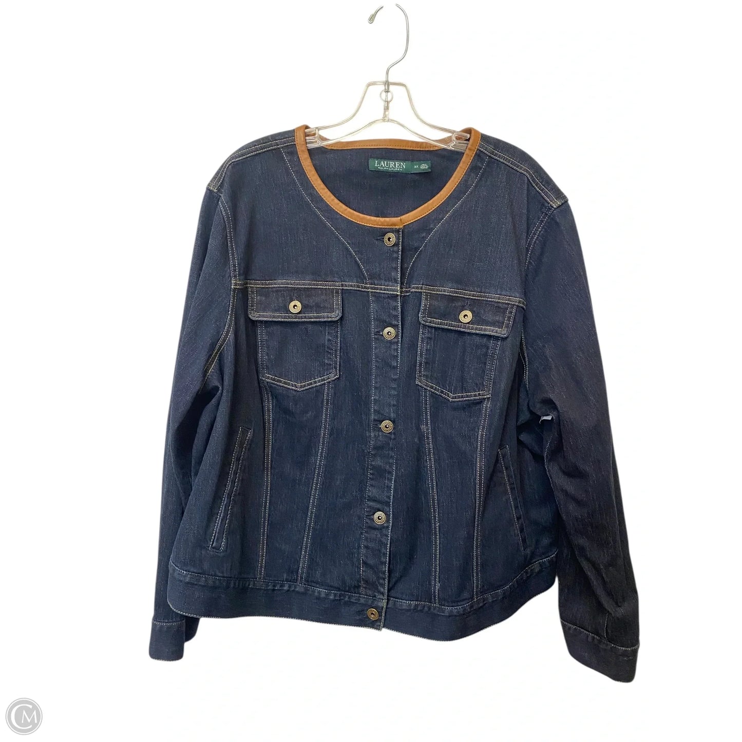 Jacket Denim By Lauren By Ralph Lauren In Blue, Size: 3x