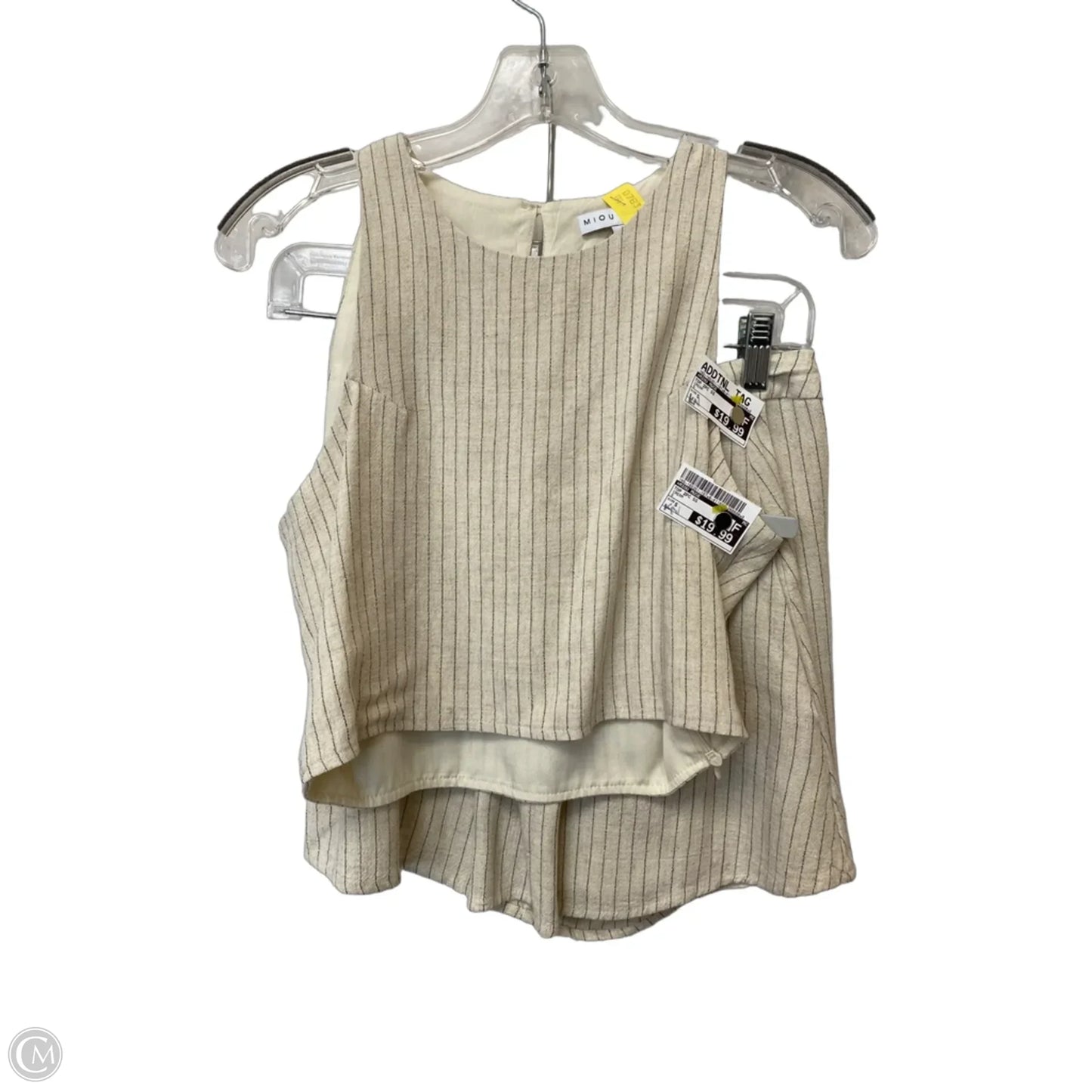 Top 2pc Short Sleeve By Miou Muse In Cream, Size: S