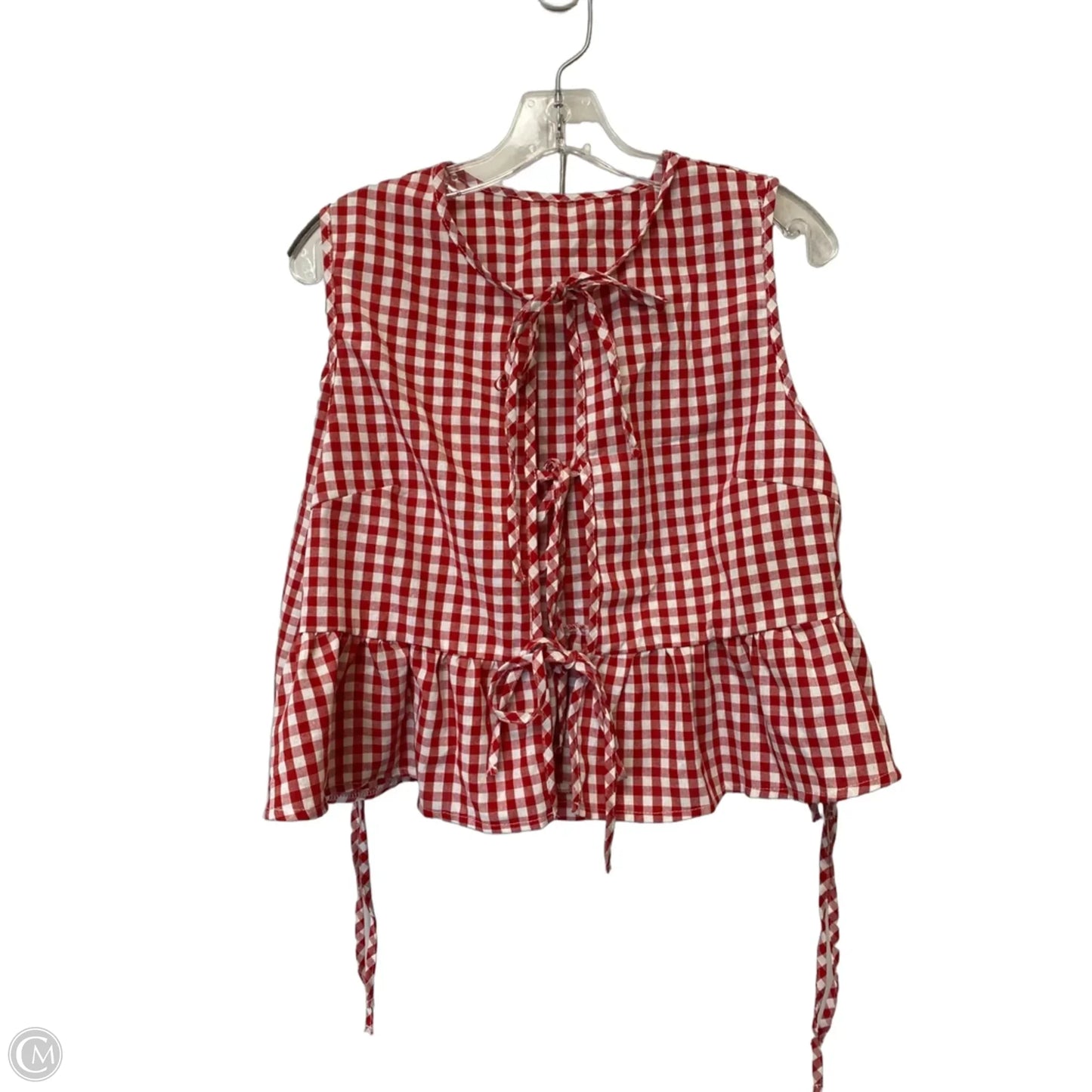 Top 2pc Short Sleeve By Clothes Mentor In Checkered Pattern