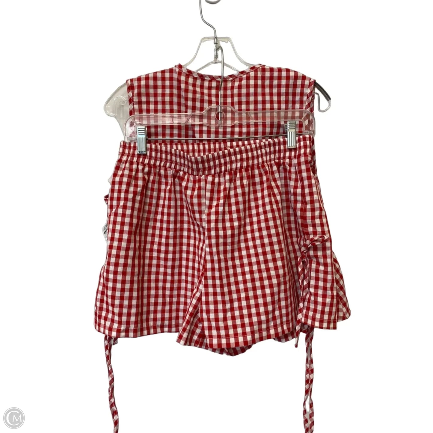 Top 2pc Short Sleeve By Clothes Mentor In Checkered Pattern