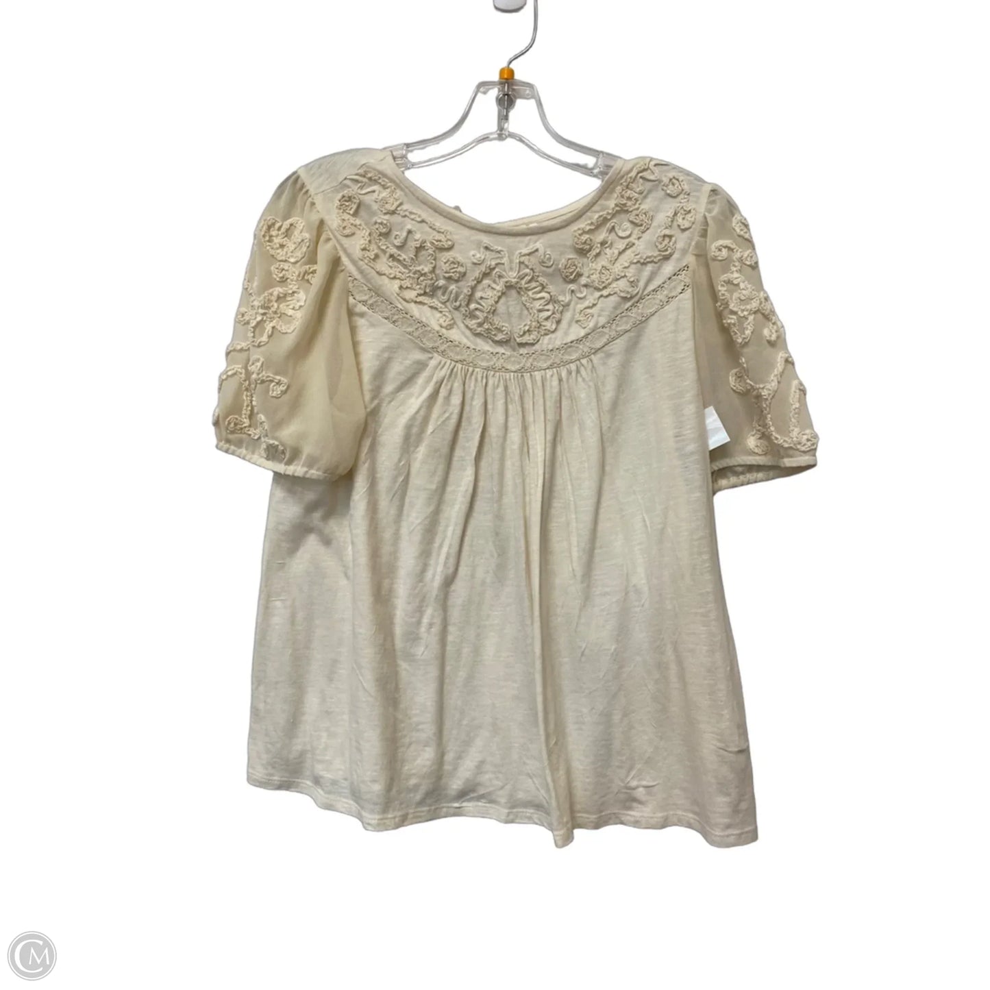 Top Short Sleeve By Anthropologie In Beige, Size: S