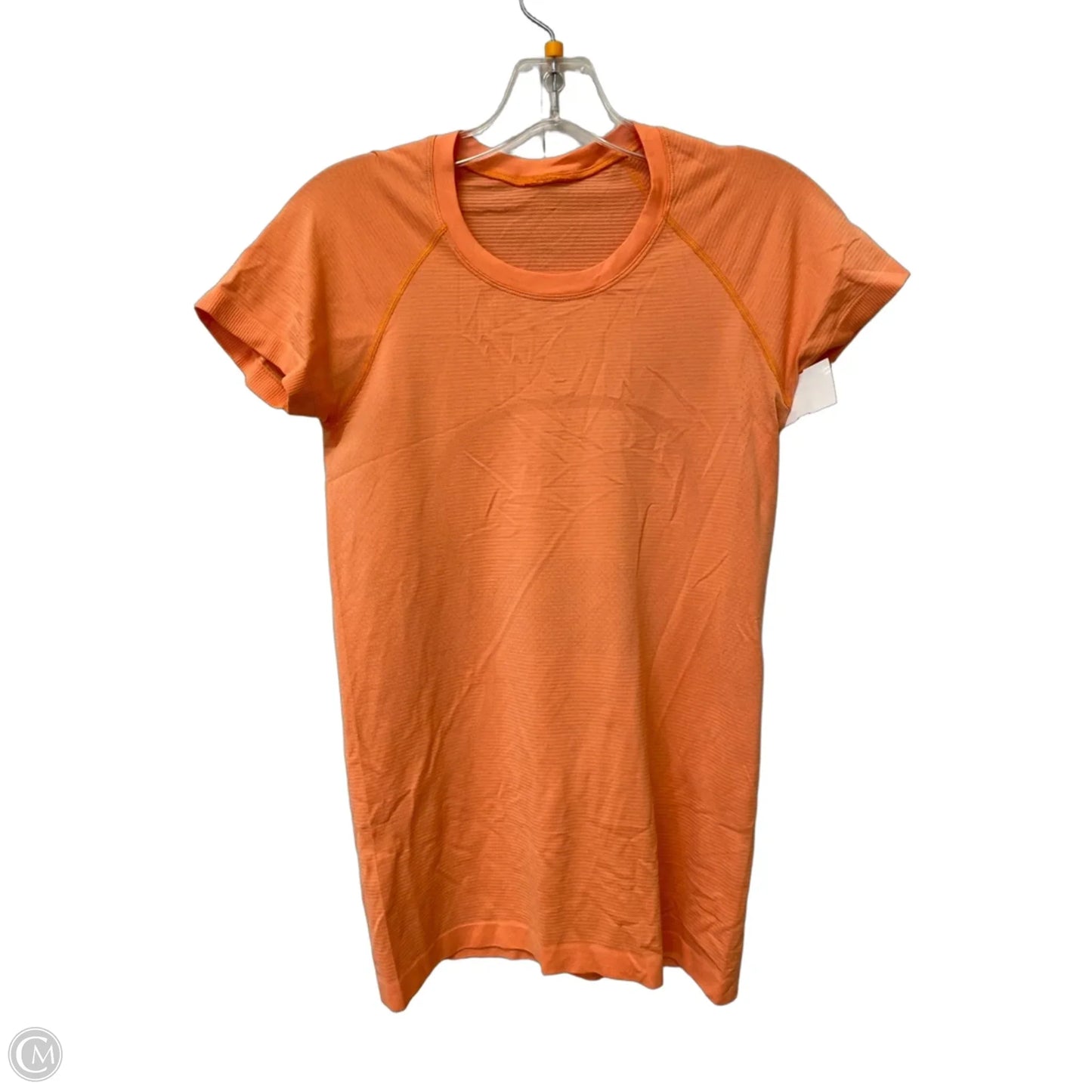 Athletic Top Short Sleeve By Lululemon In Orange, Size: 6
