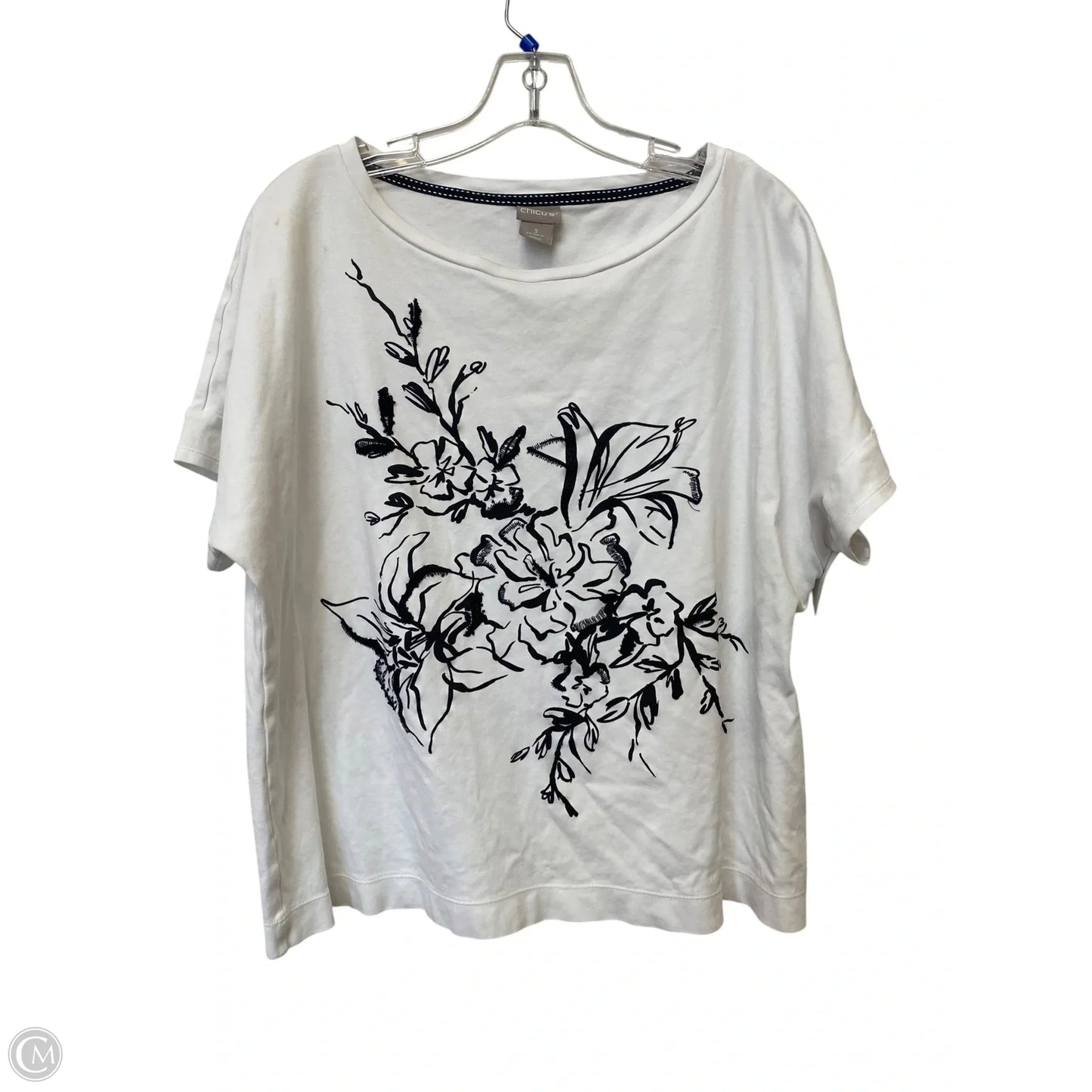 Top Short Sleeve By Chicos In White, Size: 16
